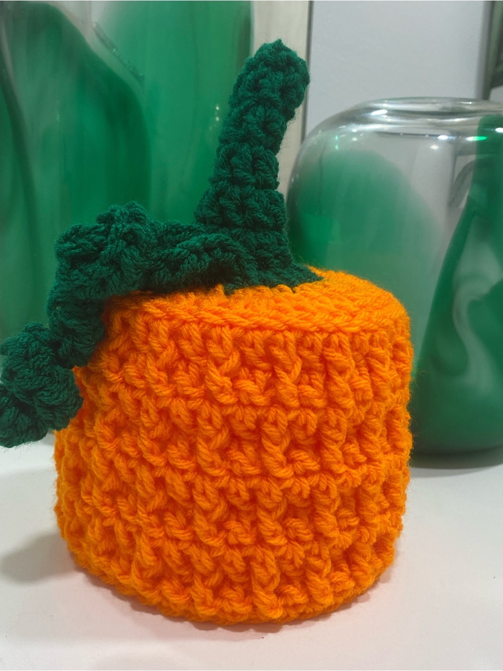 Handmade Crochet Pumpkin Toilet Paper Roll Cover